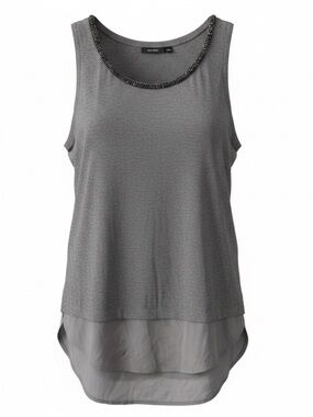 Apt. 9 Beaded-Neck Gray Layered Tank